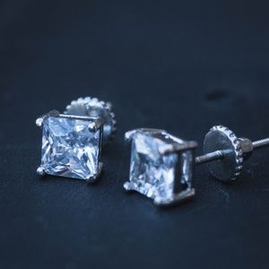 Princess Cut Diamond Earrings in Yellow/White Gold